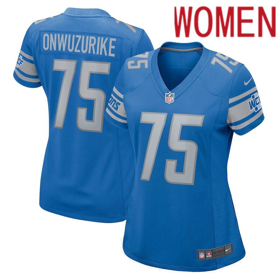 Women Detroit Lions #75 Levi Onwuzurike Nike Blue Nike Game NFL Jersey->women nfl jersey->Women Jersey
